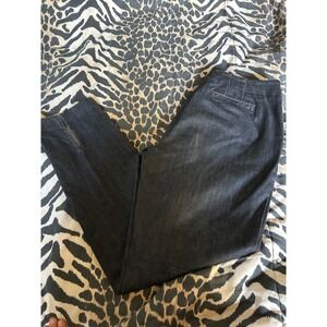 Talbots Women's Dark‎ Wash Stretch Denim Trouser Pants Slit Hem Size 6